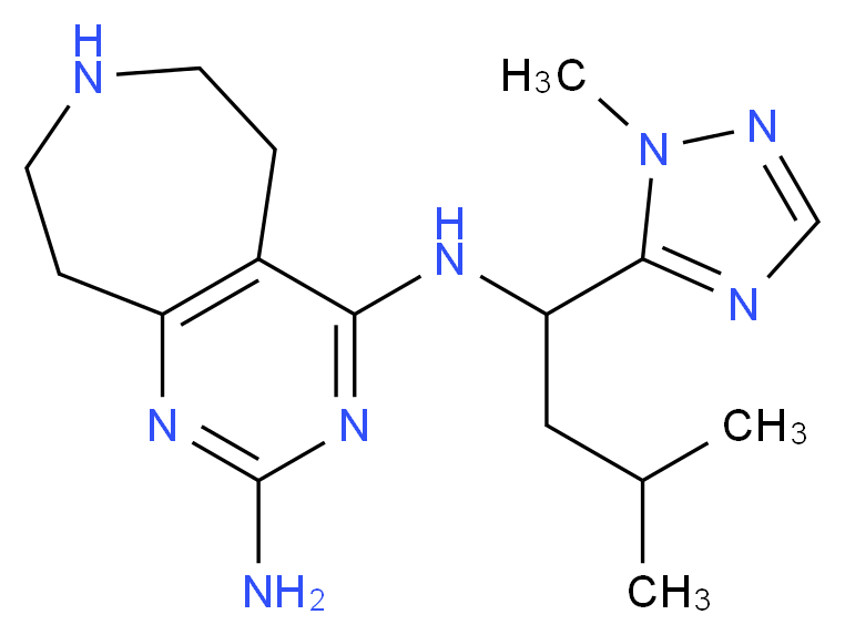 N~4~-[3-methyl-1-(1-methyl-1H-1,2,4-triazol-5-yl)butyl]-6,7,8,9-tetrahydro-5H-pyrimido[4,5-d]azepine-2,4-diamine_Molecular_structure_CAS_)