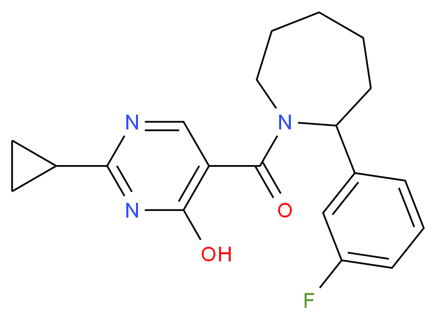 2-cyclopropyl-5-{[2-(3-fluorophenyl)azepan-1-yl]carbonyl}pyrimidin-4-ol_Molecular_structure_CAS_)