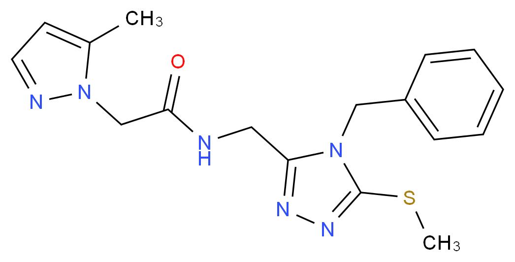 N-{[4-benzyl-5-(methylthio)-4H-1,2,4-triazol-3-yl]methyl}-2-(5-methyl-1H-pyrazol-1-yl)acetamide_Molecular_structure_CAS_)