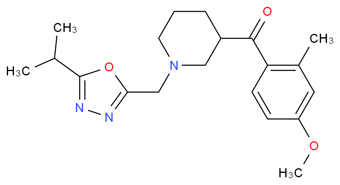 {1-[(5-isopropyl-1,3,4-oxadiazol-2-yl)methyl]piperidin-3-yl}(4-methoxy-2-methylphenyl)methanone_Molecular_structure_CAS_)