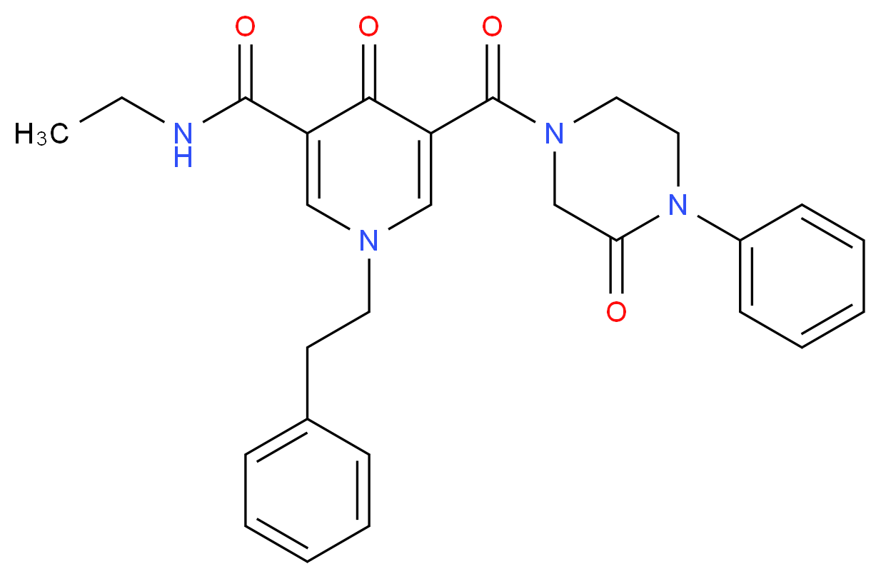 N-ethyl-4-oxo-5-[(3-oxo-4-phenyl-1-piperazinyl)carbonyl]-1-(2-phenylethyl)-1,4-dihydro-3-pyridinecarboxamide_Molecular_structure_CAS_)