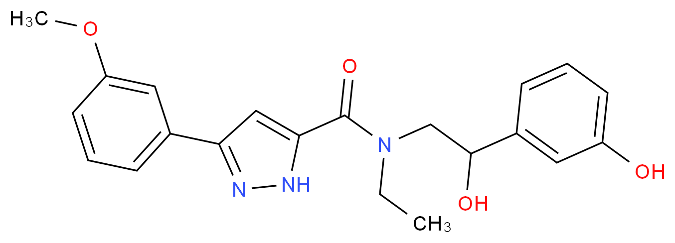 N-ethyl-N-[2-hydroxy-2-(3-hydroxyphenyl)ethyl]-3-(3-methoxyphenyl)-1H-pyrazole-5-carboxamide_Molecular_structure_CAS_)