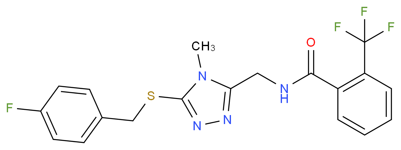 N-({5-[(4-fluorobenzyl)thio]-4-methyl-4H-1,2,4-triazol-3-yl}methyl)-2-(trifluoromethyl)benzamide_Molecular_structure_CAS_)