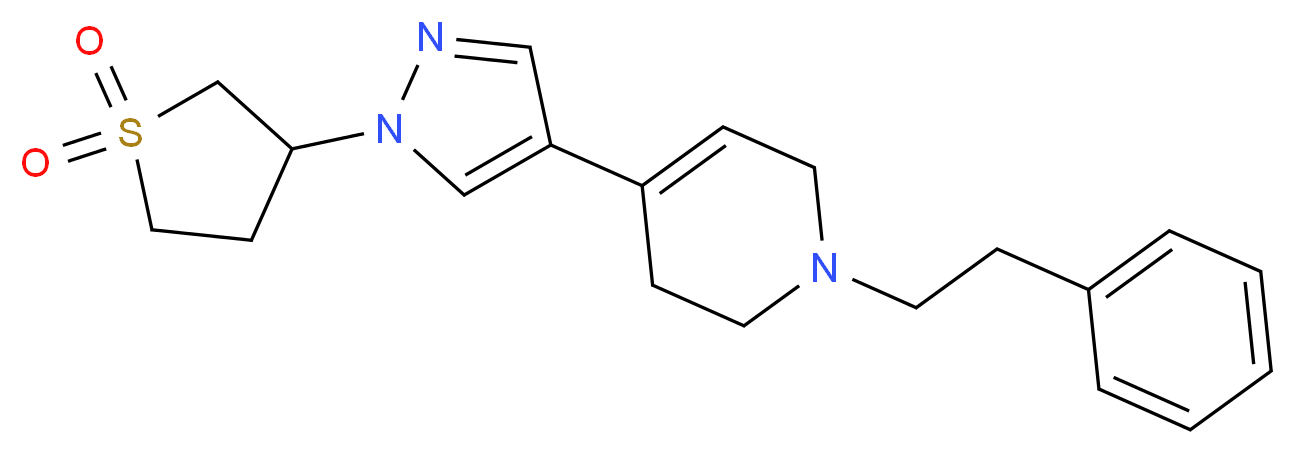 4-[1-(1,1-dioxidotetrahydro-3-thienyl)-1H-pyrazol-4-yl]-1-(2-phenylethyl)-1,2,3,6-tetrahydropyridine_Molecular_structure_CAS_)