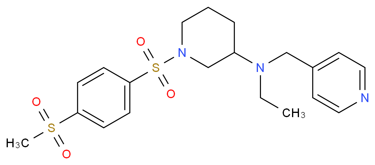 N-ethyl-1-{[4-(methylsulfonyl)phenyl]sulfonyl}-N-(4-pyridinylmethyl)-3-piperidinamine_Molecular_structure_CAS_)