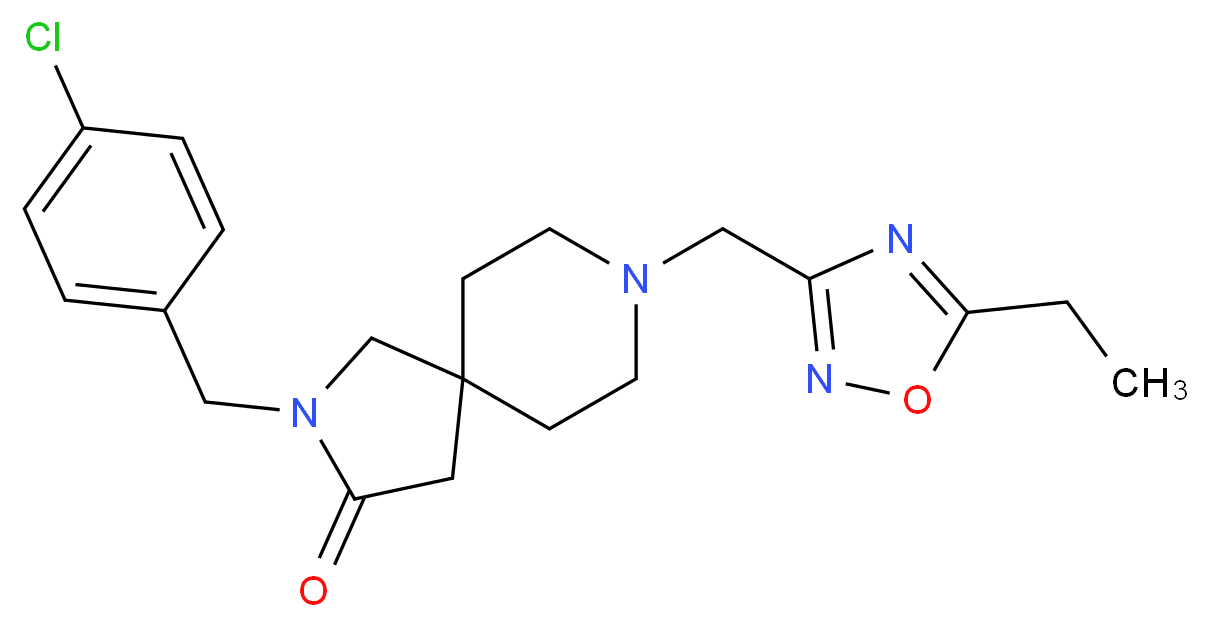 2-(4-chlorobenzyl)-8-[(5-ethyl-1,2,4-oxadiazol-3-yl)methyl]-2,8-diazaspiro[4.5]decan-3-one_Molecular_structure_CAS_)