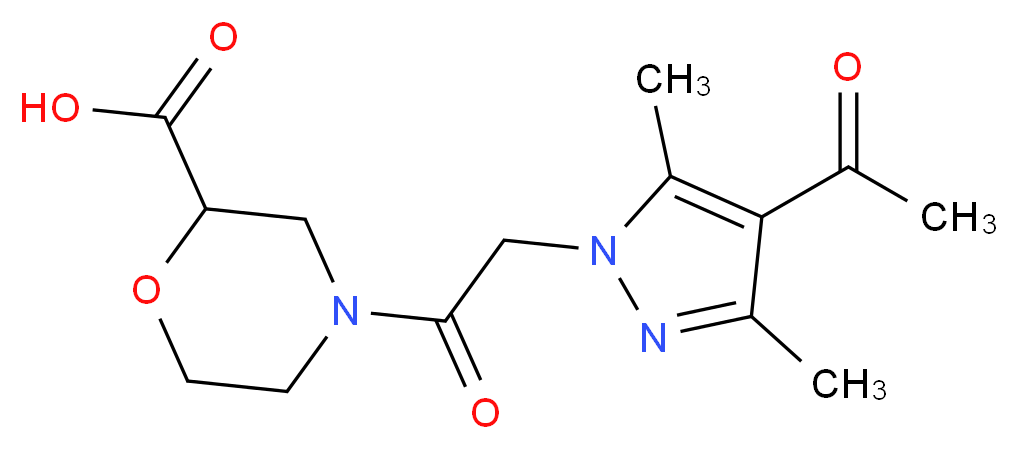 4-[(4-acetyl-3,5-dimethyl-1H-pyrazol-1-yl)acetyl]-2-morpholinecarboxylic acid_Molecular_structure_CAS_)
