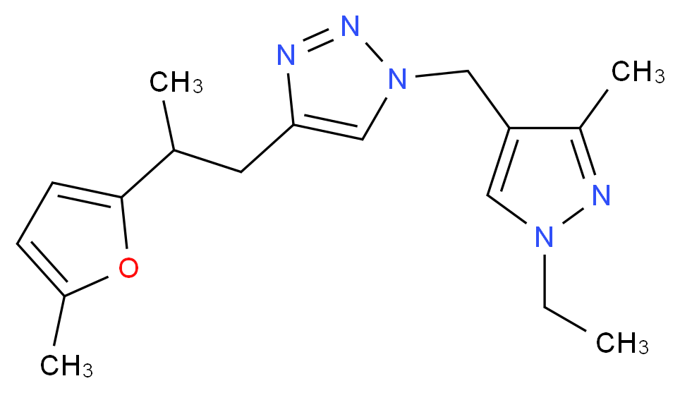 1-[(1-ethyl-3-methyl-1H-pyrazol-4-yl)methyl]-4-[2-(5-methyl-2-furyl)propyl]-1H-1,2,3-triazole_Molecular_structure_CAS_)