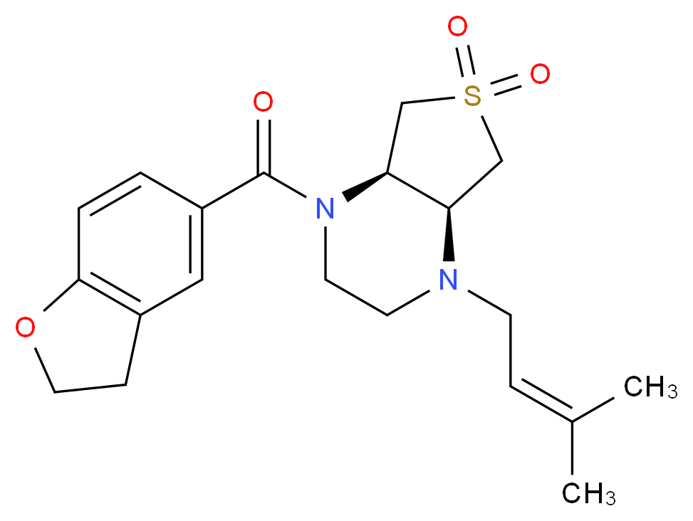 (4aS*,7aR*)-1-(2,3-dihydro-1-benzofuran-5-ylcarbonyl)-4-(3-methyl-2-buten-1-yl)octahydrothieno[3,4-b]pyrazine 6,6-dioxide_Molecular_structure_CAS_)