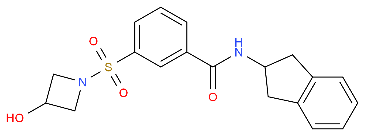 N-(2,3-dihydro-1H-inden-2-yl)-3-[(3-hydroxyazetidin-1-yl)sulfonyl]benzamide_Molecular_structure_CAS_)