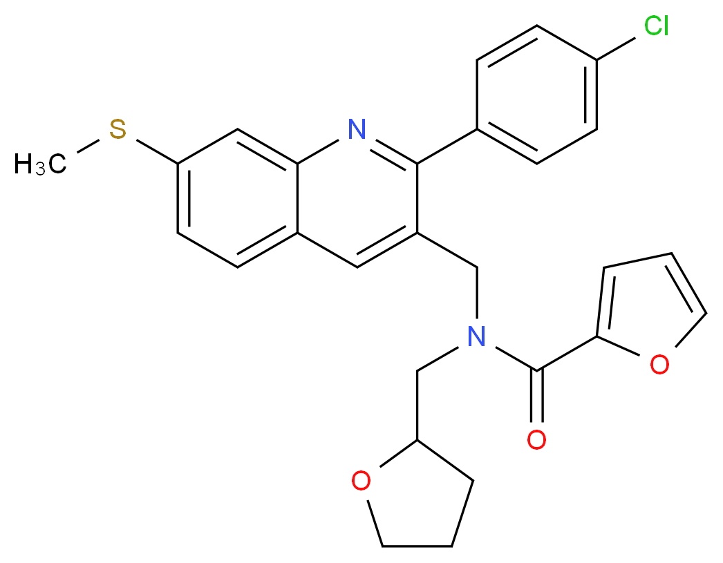 N-{[2-(4-chlorophenyl)-7-(methylthio)-3-quinolinyl]methyl}-N-(tetrahydro-2-furanylmethyl)-2-furamide_Molecular_structure_CAS_)
