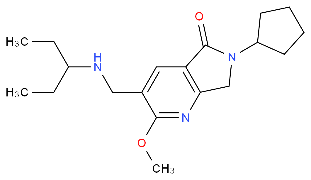 6-cyclopentyl-3-{[(1-ethylpropyl)amino]methyl}-2-methoxy-6,7-dihydro-5H-pyrrolo[3,4-b]pyridin-5-one_Molecular_structure_CAS_)