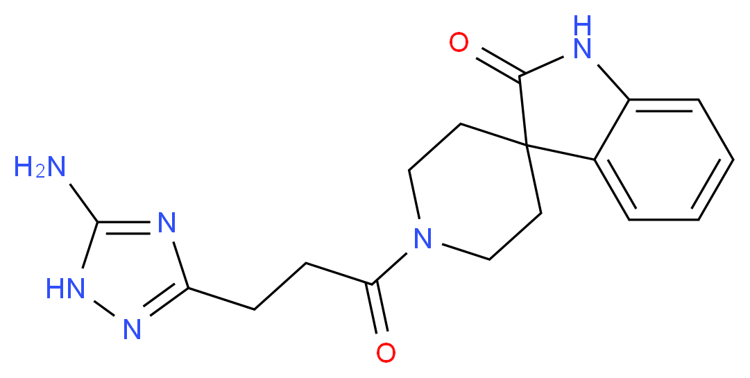 1'-[3-(5-amino-1H-1,2,4-triazol-3-yl)propanoyl]spiro[indole-3,4'-piperidin]-2(1H)-one_Molecular_structure_CAS_)