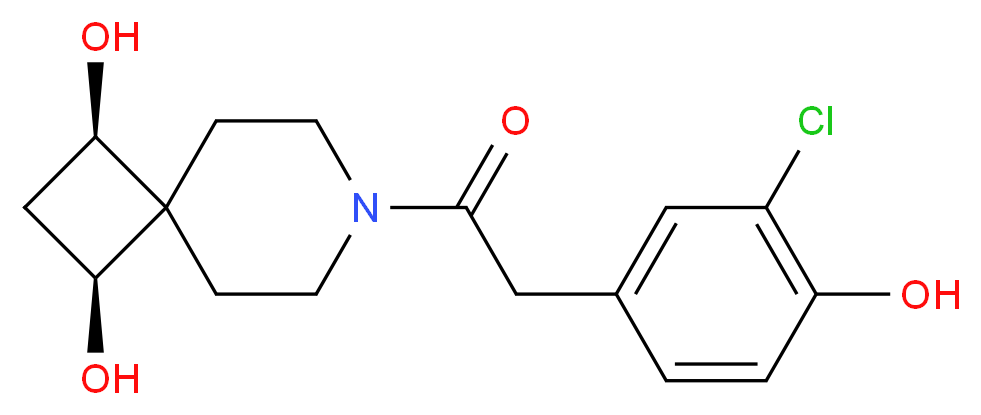 (1R*,3S*)-7-[(3-chloro-4-hydroxyphenyl)acetyl]-7-azaspiro[3.5]nonane-1,3-diol_Molecular_structure_CAS_)