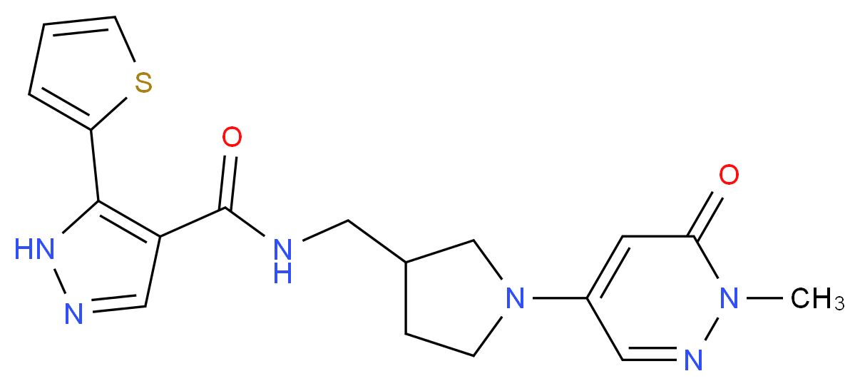 N-{[1-(1-methyl-6-oxo-1,6-dihydropyridazin-4-yl)pyrrolidin-3-yl]methyl}-5-(2-thienyl)-1H-pyrazole-4-carboxamide_Molecular_structure_CAS_)