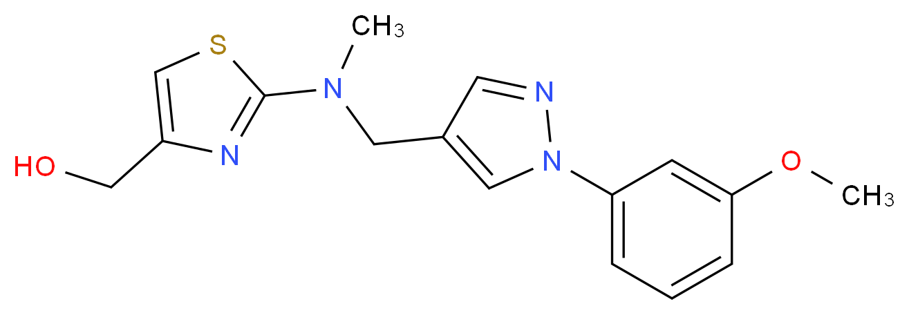 {2-[{[1-(3-methoxyphenyl)-1H-pyrazol-4-yl]methyl}(methyl)amino]-1,3-thiazol-4-yl}methanol_Molecular_structure_CAS_)