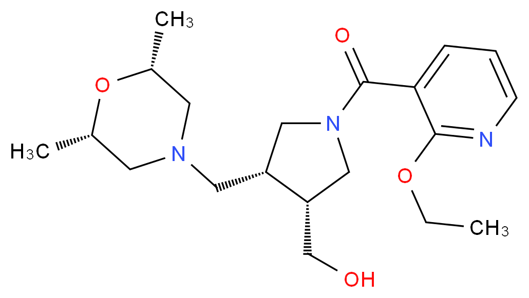 {(3R*,4R*)-4-{[(2R*,6S*)-2,6-dimethylmorpholin-4-yl]methyl}-1-[(2-ethoxypyridin-3-yl)carbonyl]pyrrolidin-3-yl}methanol_Molecular_structure_CAS_)