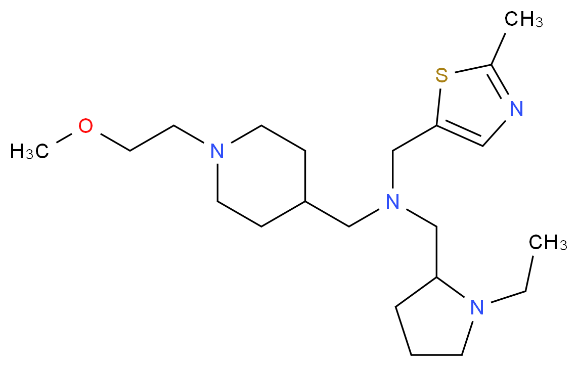 1-(1-ethyl-2-pyrrolidinyl)-N-{[1-(2-methoxyethyl)-4-piperidinyl]methyl}-N-[(2-methyl-1,3-thiazol-5-yl)methyl]methanamine_Molecular_structure_CAS_)