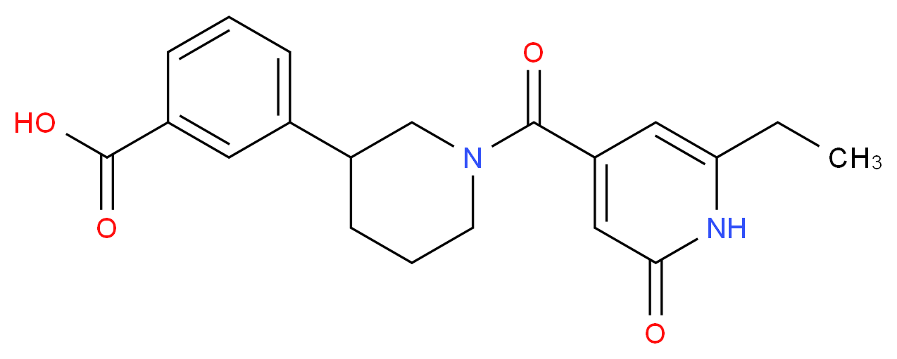 3-{1-[(6-ethyl-2-oxo-1,2-dihydropyridin-4-yl)carbonyl]piperidin-3-yl}benzoic acid_Molecular_structure_CAS_)