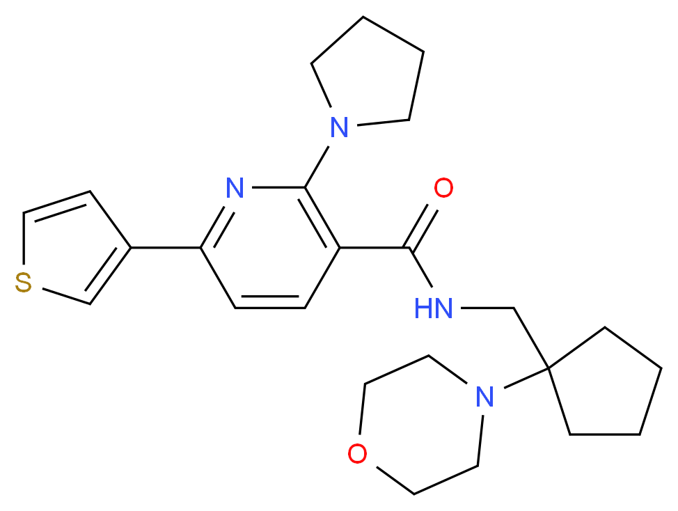 N-{[1-(4-morpholinyl)cyclopentyl]methyl}-2-(1-pyrrolidinyl)-6-(3-thienyl)nicotinamide_Molecular_structure_CAS_)