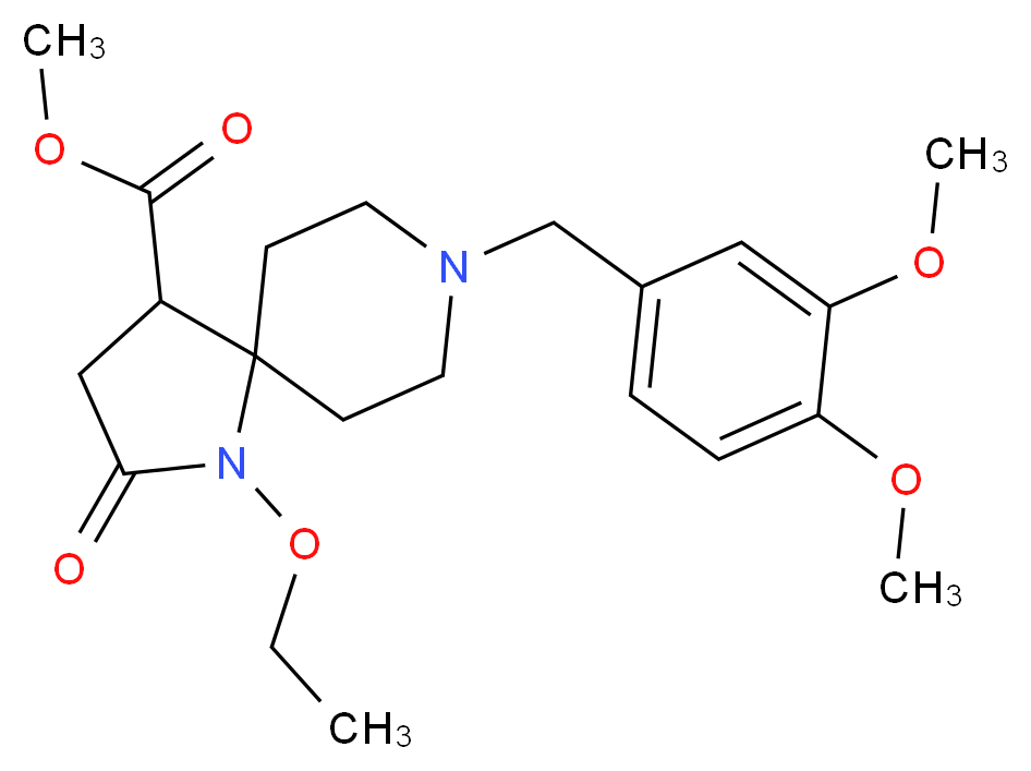 methyl 8-(3,4-dimethoxybenzyl)-1-ethoxy-2-oxo-1,8-diazaspiro[4.5]decane-4-carboxylate_Molecular_structure_CAS_)
