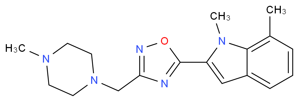 1,7-dimethyl-2-{3-[(4-methyl-1-piperazinyl)methyl]-1,2,4-oxadiazol-5-yl}-1H-indole_Molecular_structure_CAS_)