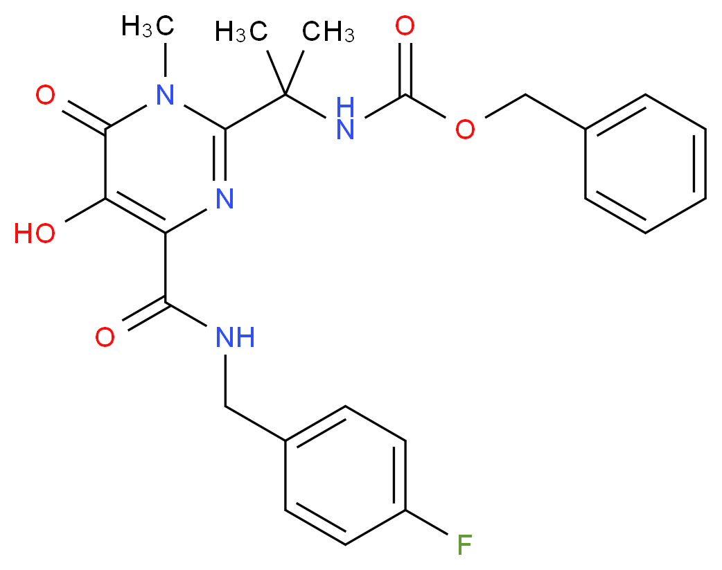 Benzyl [1-[4-[[(4-Fluorobenzyl)amino]carbonyl]-5-hydroxy-1-methyl-6-oxo-1,6-dihydropyrimidin-2-yl]-1-methylethyl]carbamate_Molecular_structure_CAS_518048-02-7)