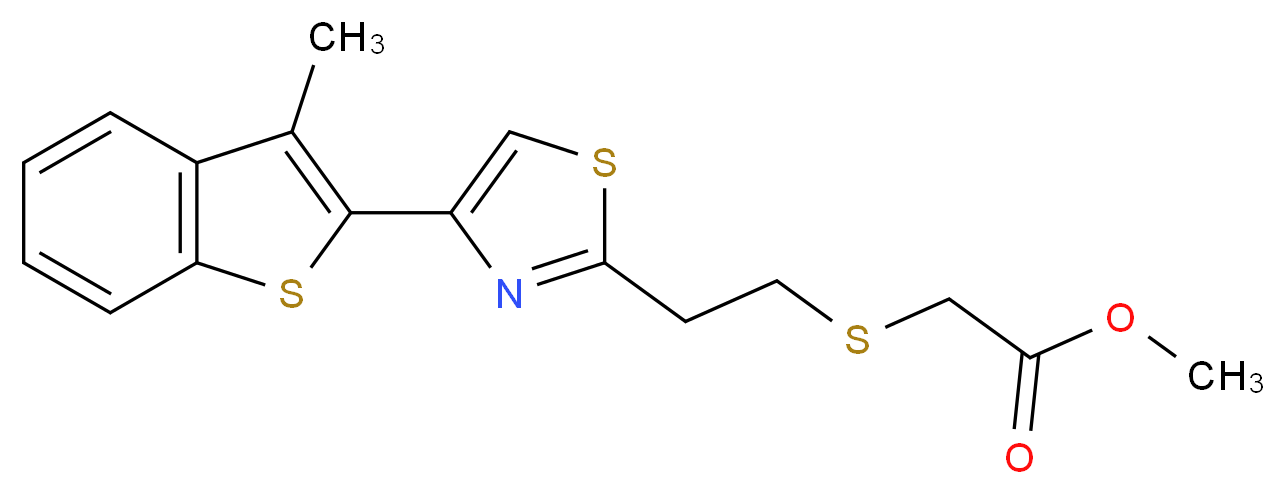 methyl 2-({2-[4-(3-methyl-1-benzothiophen-2-yl)-1,3-thiazol-2-yl]ethyl}thio)acetate_Molecular_structure_CAS_)