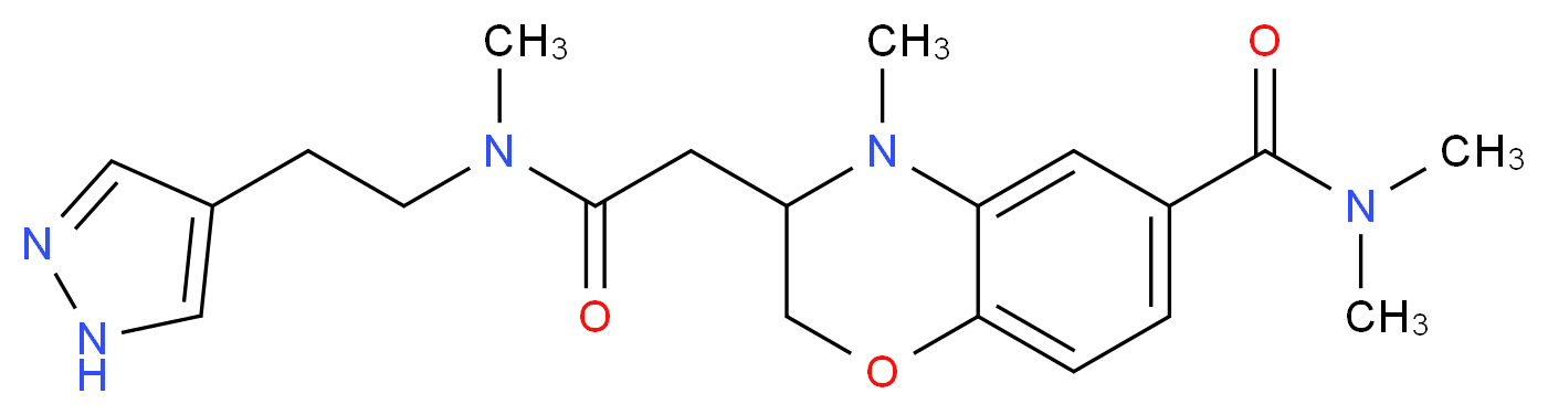 N,N,4-trimethyl-3-(2-{methyl[2-(1H-pyrazol-4-yl)ethyl]amino}-2-oxoethyl)-3,4-dihydro-2H-1,4-benzoxazine-6-carboxamide_Molecular_structure_CAS_)