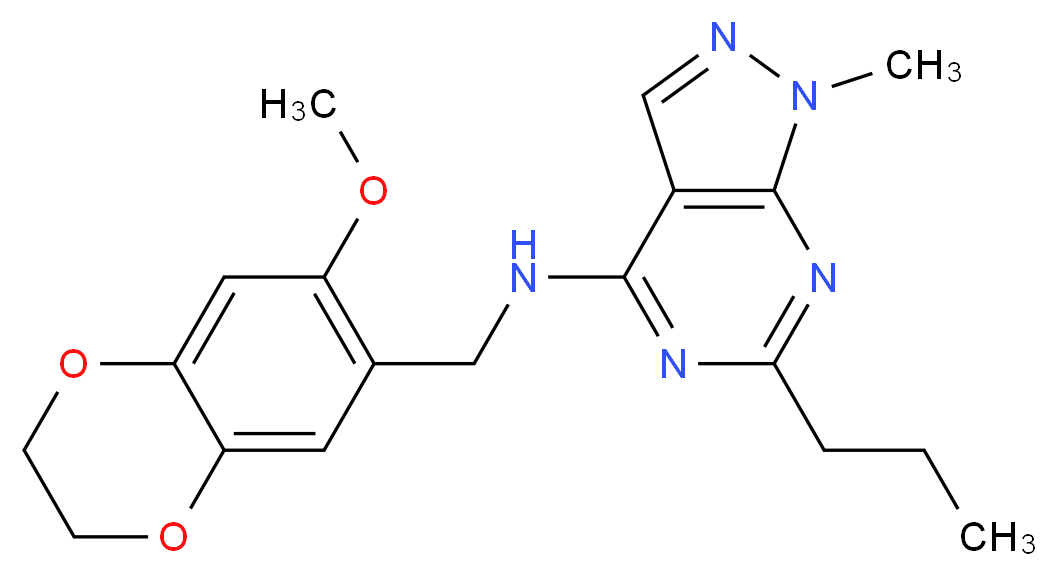 N-[(7-methoxy-2,3-dihydro-1,4-benzodioxin-6-yl)methyl]-1-methyl-6-propyl-1H-pyrazolo[3,4-d]pyrimidin-4-amine_Molecular_structure_CAS_)