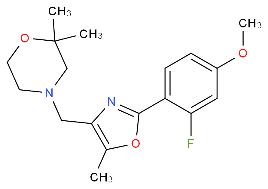 4-{[2-(2-fluoro-4-methoxyphenyl)-5-methyl-1,3-oxazol-4-yl]methyl}-2,2-dimethylmorpholine_Molecular_structure_CAS_)