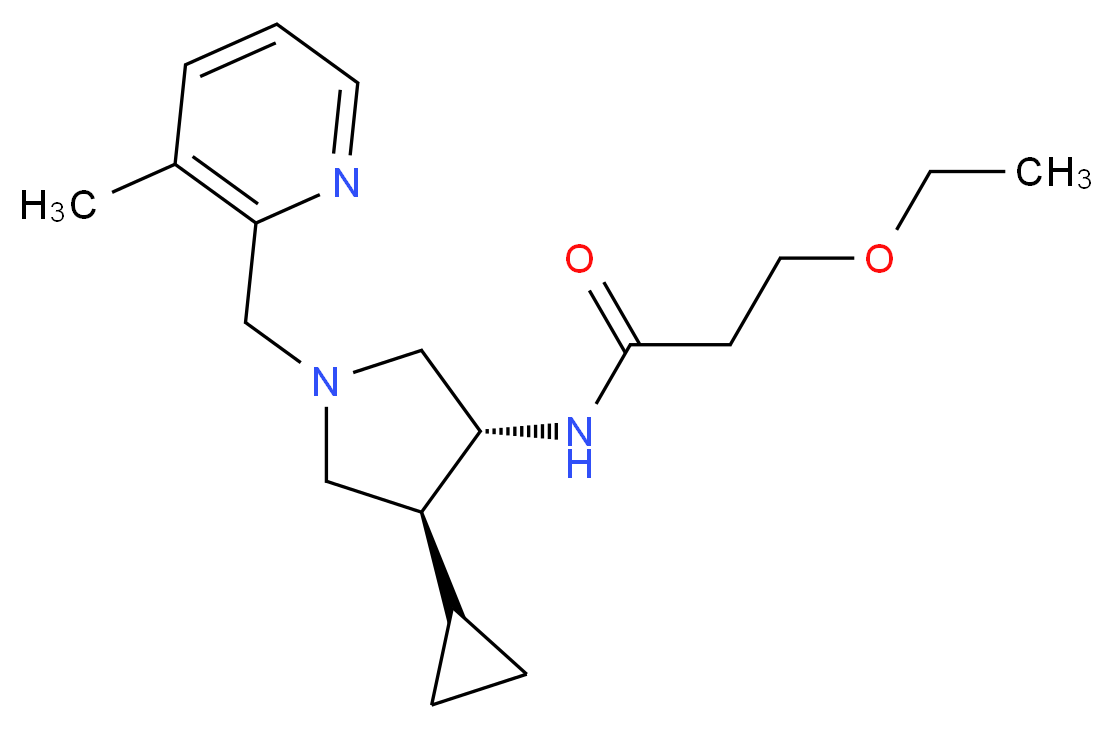 N-{(3R*,4S*)-4-cyclopropyl-1-[(3-methyl-2-pyridinyl)methyl]-3-pyrrolidinyl}-3-ethoxypropanamide_Molecular_structure_CAS_)