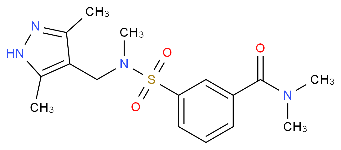 3-{[[(3,5-dimethyl-1H-pyrazol-4-yl)methyl](methyl)amino]sulfonyl}-N,N-dimethylbenzamide_Molecular_structure_CAS_)