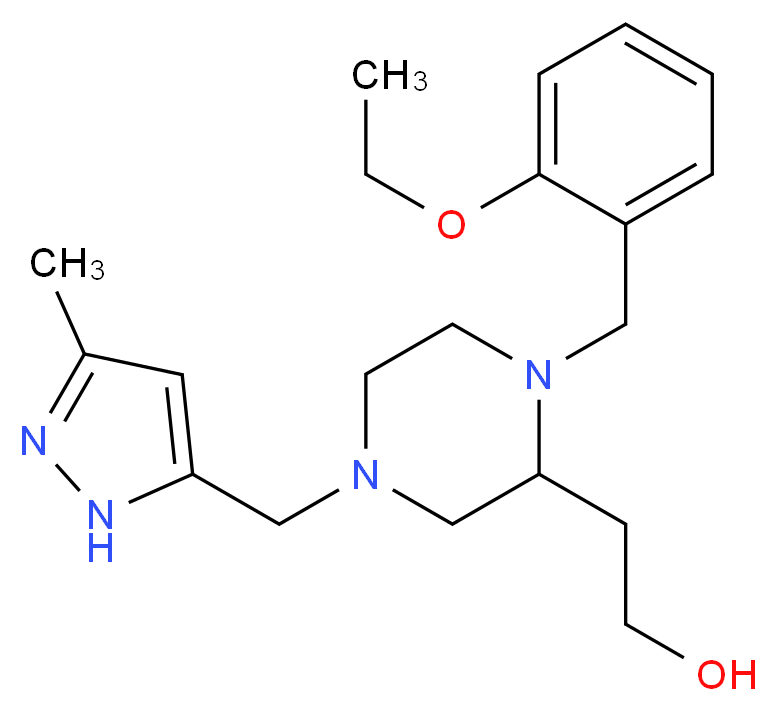 2-{1-(2-ethoxybenzyl)-4-[(3-methyl-1H-pyrazol-5-yl)methyl]-2-piperazinyl}ethanol_Molecular_structure_CAS_)