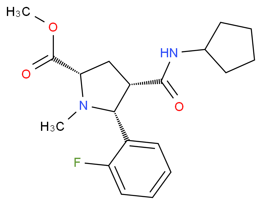 methyl (2S*,4S*,5R*)-4-[(cyclopentylamino)carbonyl]-5-(2-fluorophenyl)-1-methyl-2-pyrrolidinecarboxylate_Molecular_structure_CAS_)