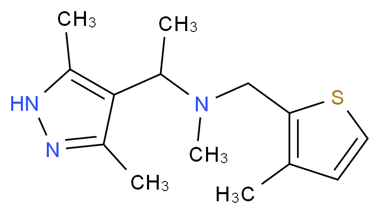 1-(3,5-dimethyl-1H-pyrazol-4-yl)-N-methyl-N-[(3-methyl-2-thienyl)methyl]ethanamine_Molecular_structure_CAS_)