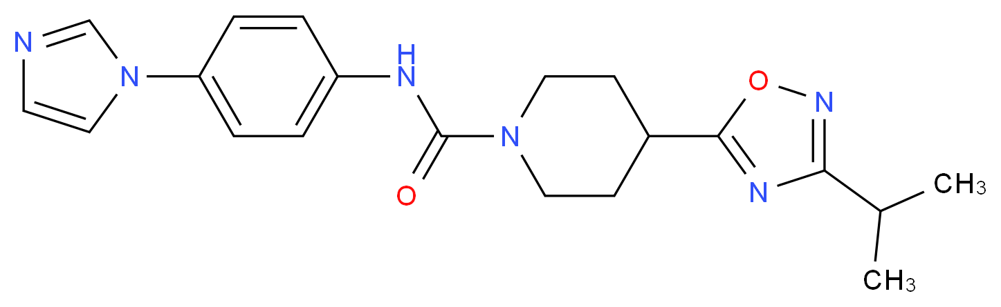 N-[4-(1H-imidazol-1-yl)phenyl]-4-(3-isopropyl-1,2,4-oxadiazol-5-yl)piperidine-1-carboxamide_Molecular_structure_CAS_)