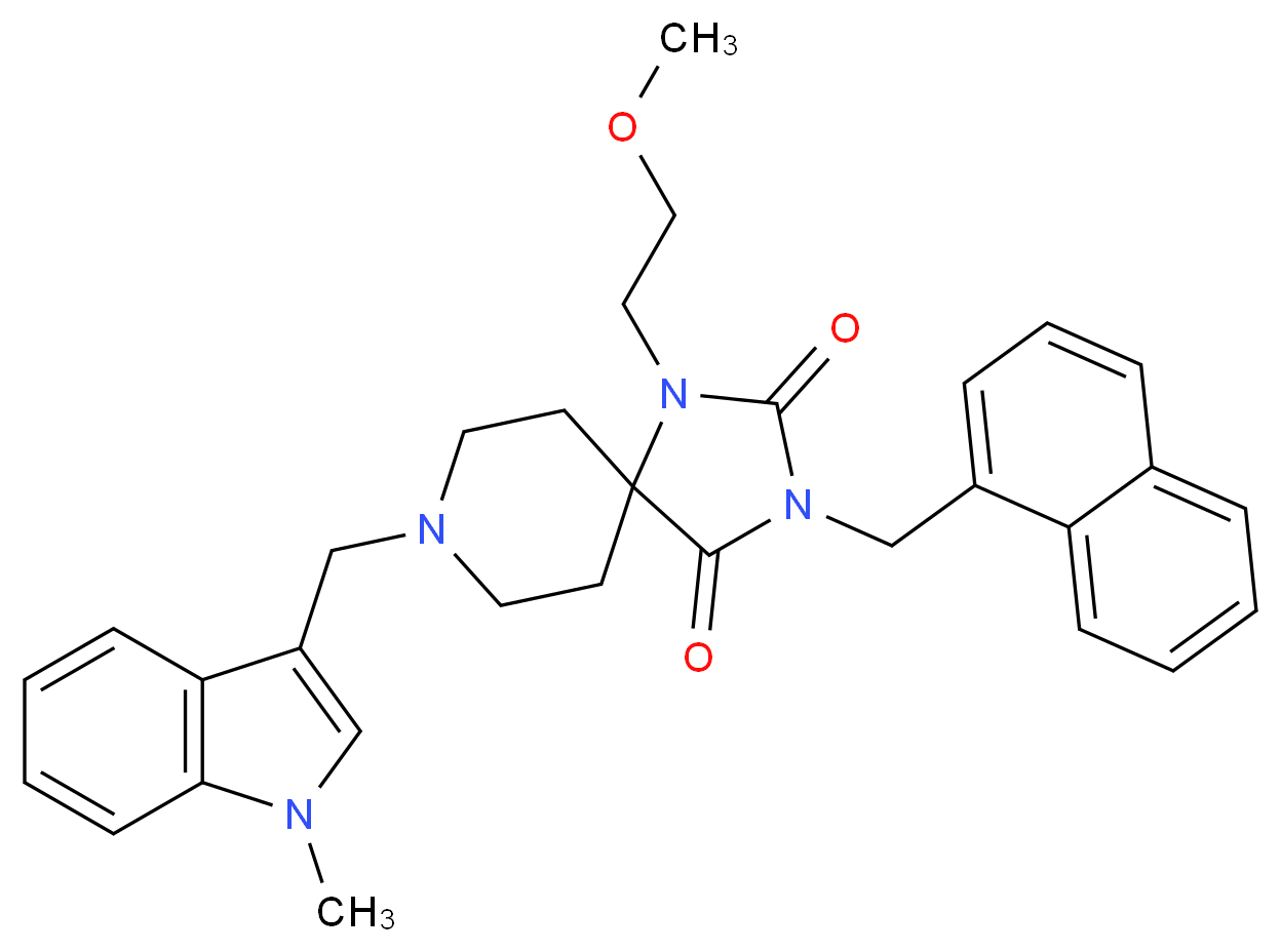 1-(2-methoxyethyl)-8-[(1-methyl-1H-indol-3-yl)methyl]-3-(1-naphthylmethyl)-1,3,8-triazaspiro[4.5]decane-2,4-dione_Molecular_structure_CAS_)