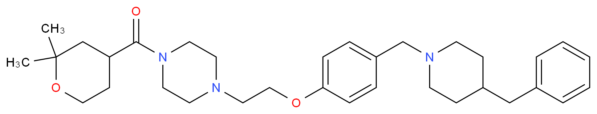 1-(2-{4-[(4-benzyl-1-piperidinyl)methyl]phenoxy}ethyl)-4-[(2,2-dimethyltetrahydro-2H-pyran-4-yl)carbonyl]piperazine_Molecular_structure_CAS_)