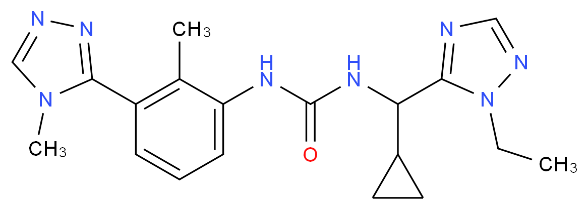N-[cyclopropyl(1-ethyl-1H-1,2,4-triazol-5-yl)methyl]-N'-[2-methyl-3-(4-methyl-4H-1,2,4-triazol-3-yl)phenyl]urea_Molecular_structure_CAS_)
