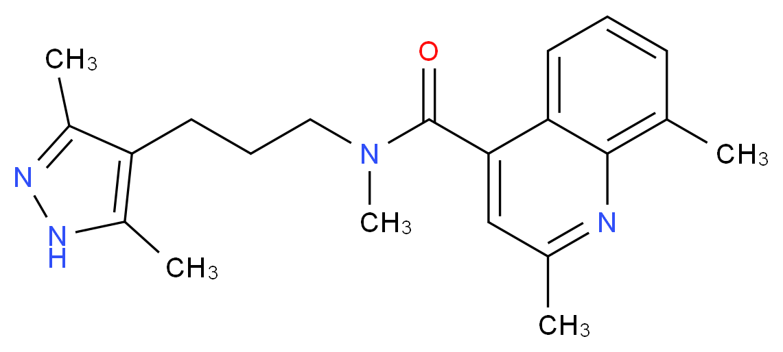 N-[3-(3,5-dimethyl-1H-pyrazol-4-yl)propyl]-N,2,8-trimethylquinoline-4-carboxamide_Molecular_structure_CAS_)