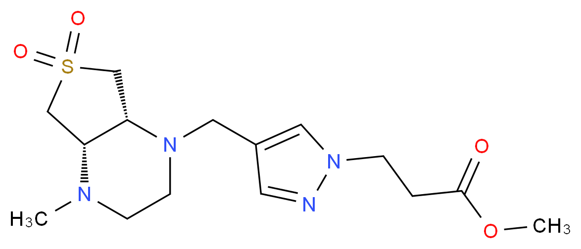 methyl 3-(4-{[(4aS*,7aR*)-4-methyl-6,6-dioxidohexahydrothieno[3,4-b]pyrazin-1(2H)-yl]methyl}-1H-pyrazol-1-yl)propanoate_Molecular_structure_CAS_)