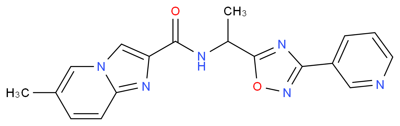 6-methyl-N-{1-[3-(3-pyridinyl)-1,2,4-oxadiazol-5-yl]ethyl}imidazo[1,2-a]pyridine-2-carboxamide_Molecular_structure_CAS_)