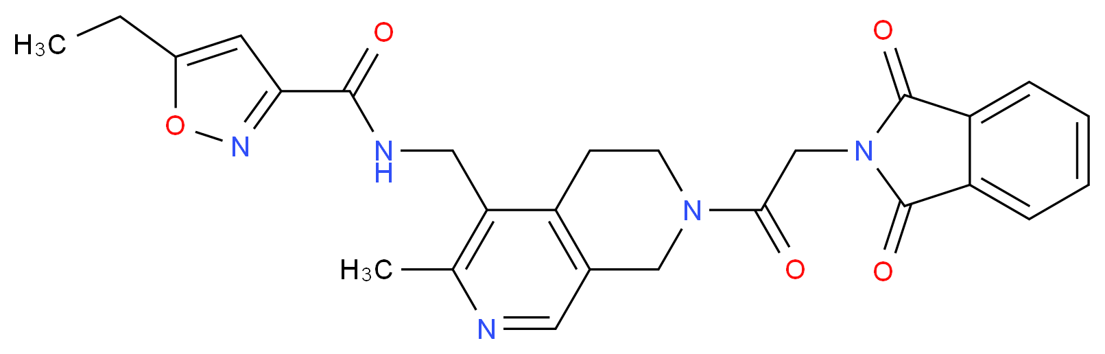 N-({7-[(1,3-dioxo-1,3-dihydro-2H-isoindol-2-yl)acetyl]-3-methyl-5,6,7,8-tetrahydro-2,7-naphthyridin-4-yl}methyl)-5-ethyl-3-isoxazolecarboxamide_Molecular_structure_CAS_)