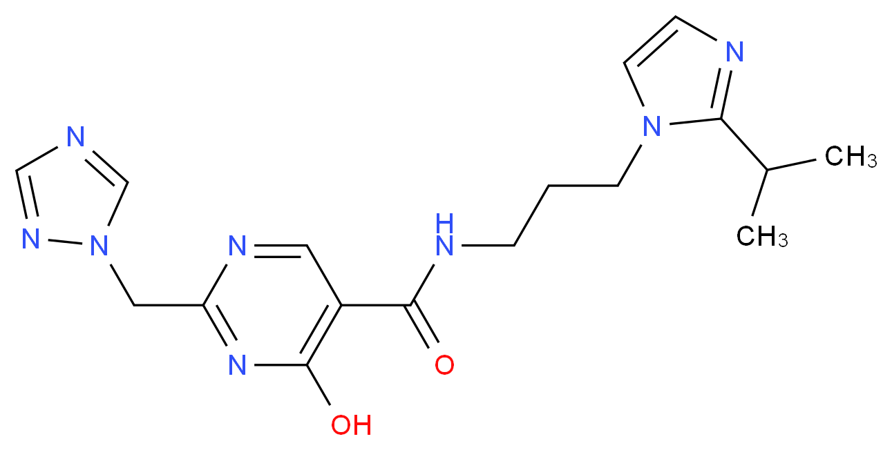 4-hydroxy-N-[3-(2-isopropyl-1H-imidazol-1-yl)propyl]-2-(1H-1,2,4-triazol-1-ylmethyl)pyrimidine-5-carboxamide_Molecular_structure_CAS_)