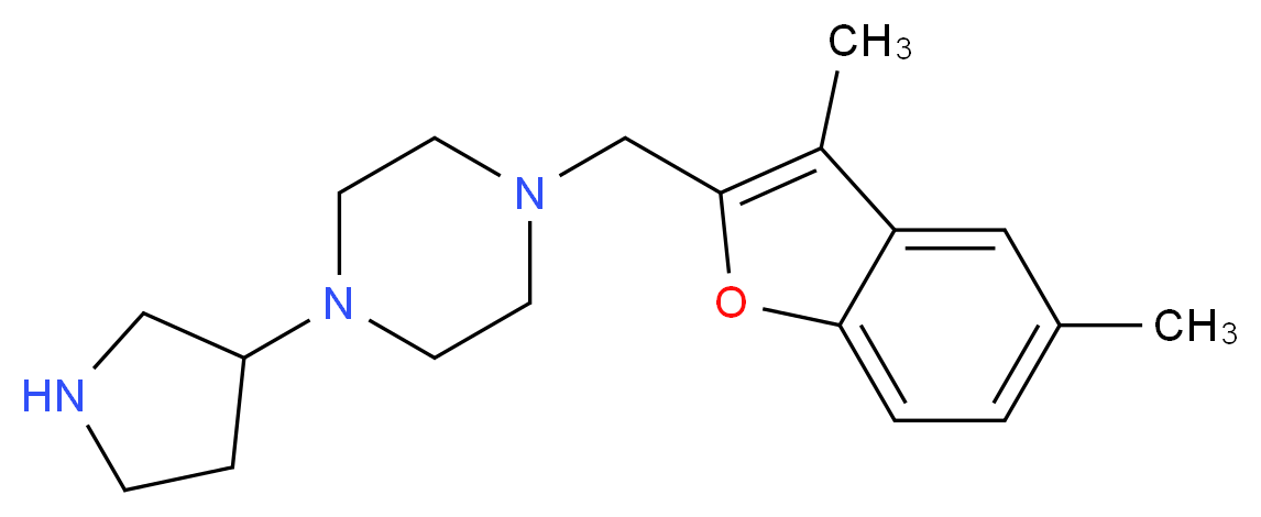 1-[(3,5-dimethyl-1-benzofuran-2-yl)methyl]-4-pyrrolidin-3-ylpiperazine_Molecular_structure_CAS_)
