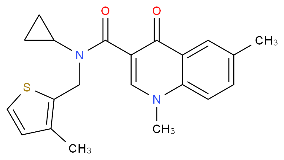 N-cyclopropyl-1,6-dimethyl-N-[(3-methyl-2-thienyl)methyl]-4-oxo-1,4-dihydroquinoline-3-carboxamide_Molecular_structure_CAS_)