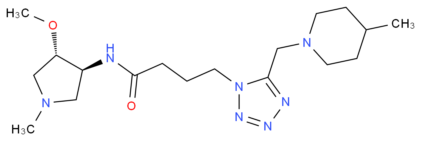 N-[(3S*,4S*)-4-methoxy-1-methylpyrrolidin-3-yl]-4-{5-[(4-methylpiperidin-1-yl)methyl]-1H-tetrazol-1-yl}butanamide_Molecular_structure_CAS_)