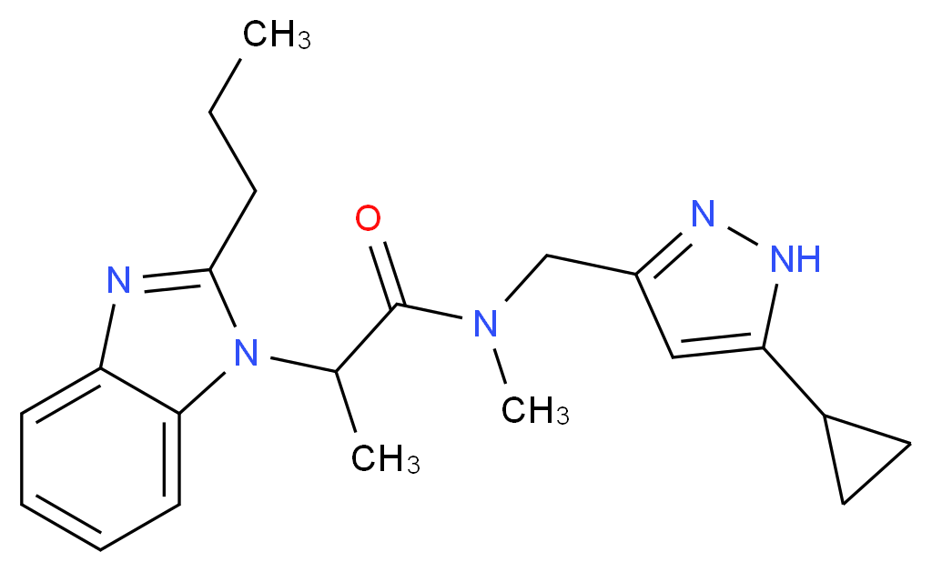 N-[(5-cyclopropyl-1H-pyrazol-3-yl)methyl]-N-methyl-2-(2-propyl-1H-benzimidazol-1-yl)propanamide_Molecular_structure_CAS_)