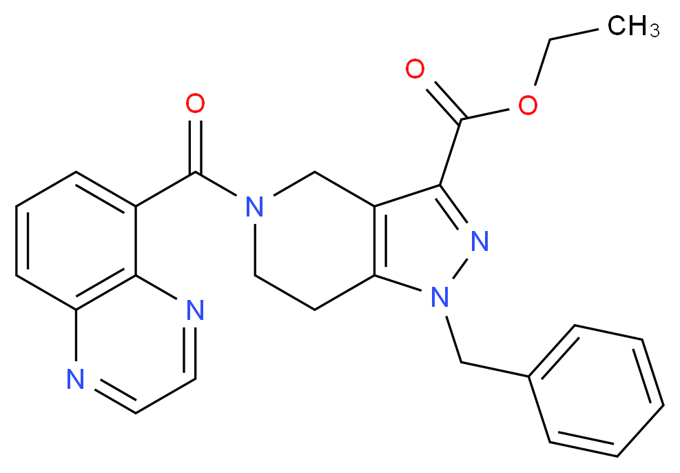 ethyl 1-benzyl-5-(5-quinoxalinylcarbonyl)-4,5,6,7-tetrahydro-1H-pyrazolo[4,3-c]pyridine-3-carboxylate_Molecular_structure_CAS_)